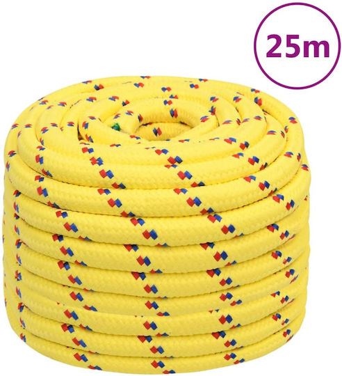 vidaXL Σχοινί Πλεκτό 20mm 25m από Πολυπροπυλένιο Κίτρινο