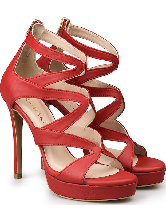 809910 Leder Sandalen Rot