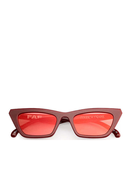 Oscar & Frank Fae Sunglasses Burgundy with Acetate Frame & Red Lens