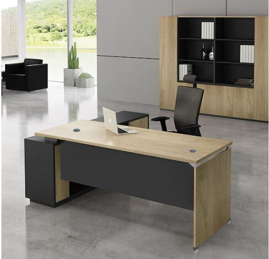 Corner Professional Office Project Wooden Beige 220x200x75cm
