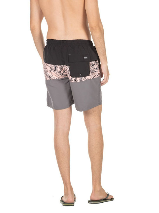 District75 Men's Swimwear Shorts Grey/Pink with Patterns