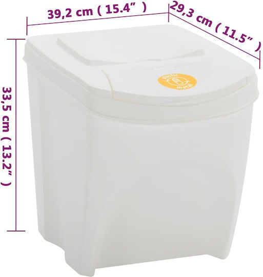 vidaXL Πλαστικός Κάδος Απορριμμάτων 4x100lt Λευκός