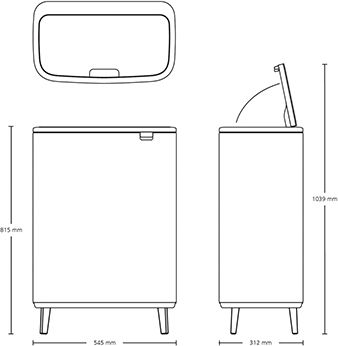 Brabantia Кошче за Боклук от Неръждаема Стомана Тласък Черно 60л