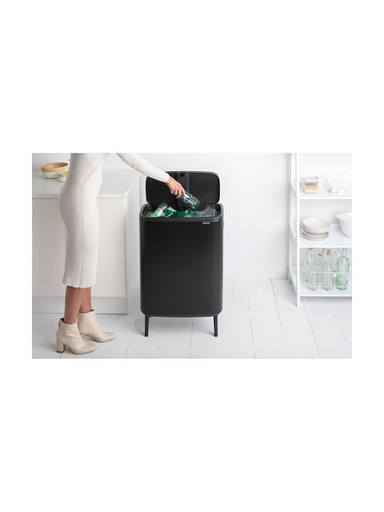 Brabantia Bo Κάδος Απορριμμάτων από Ανοξείδωτο Ατσάλι Μαύρος 60lt