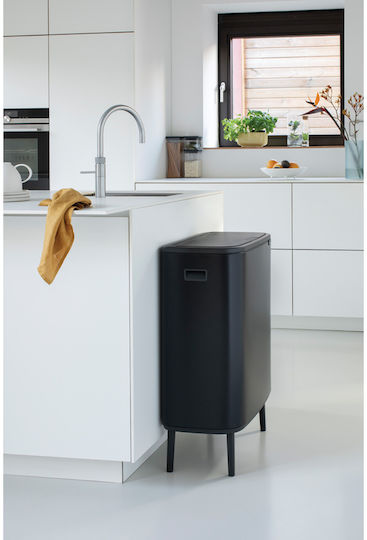 Brabantia Кошче за Боклук от Неръждаема Стомана Тласък Черно 60л