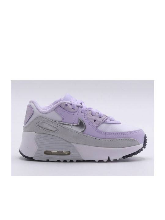 Nike Παιδικά Sneakers Air Max 90 LTR White / Violet Frost / Pure Platinum / Metallic Silver