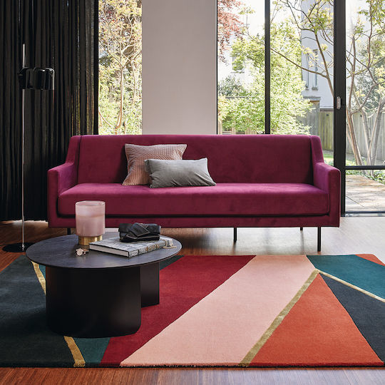 Ted Baker Sahara Lucrat manual Covor Rectangular Din lână Burgundia