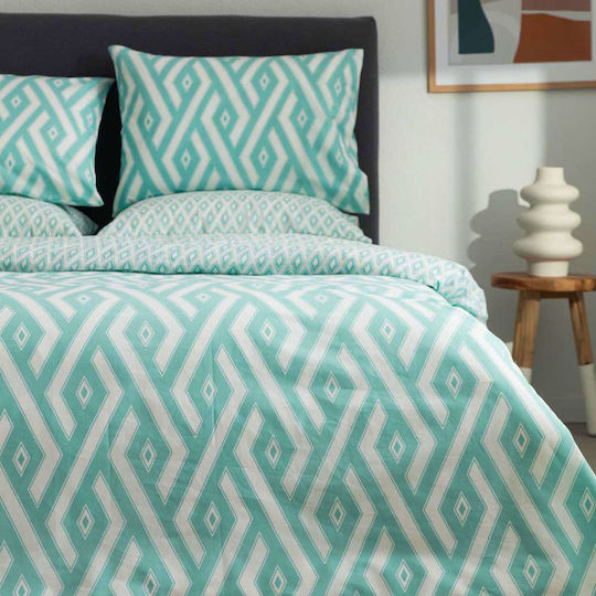 Vesta Home Duvet Cover Set Cotton Double with 2 Pillowcases 200x240 Paros 1 Turquoise