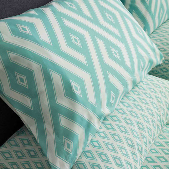 Vesta Home Duvet Cover Set Cotton Double with 2 Pillowcases 200x240 Paros 1 Turquoise
