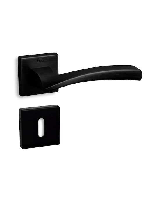 Convex Lever Middle Door with Rosette 1145 Pair with Rosette Black Velvet-Black Metal