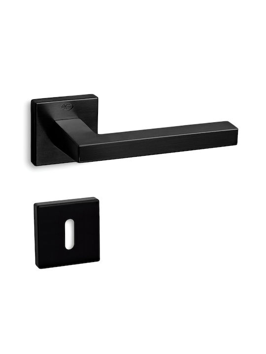 Convex Lever Front Door with Rosette Left 865 865roy-l-s19s19 with Rosette Cylinder Black