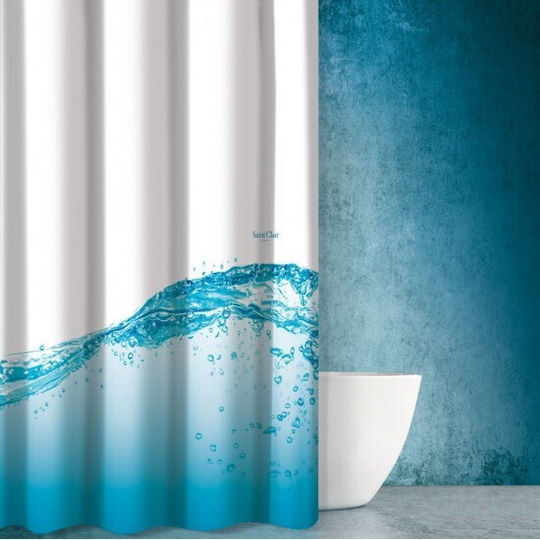 Saint Clair Seawater Des 602 Shower Curtain Fabric 180x200cm Blue 1728030217058