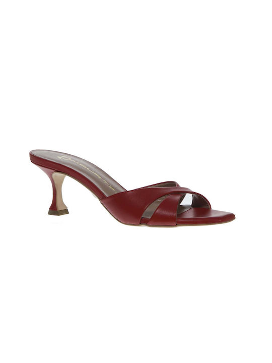 Mourtzi Leder Mules mit Chunky Hoch Absatz in Rot Farbe