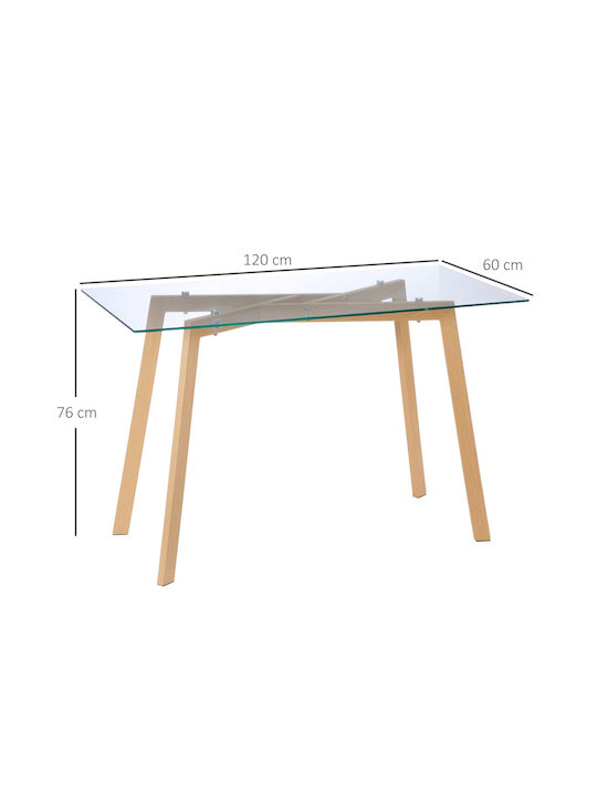 Table Dining Room with Glass Surface 120x60x76cm