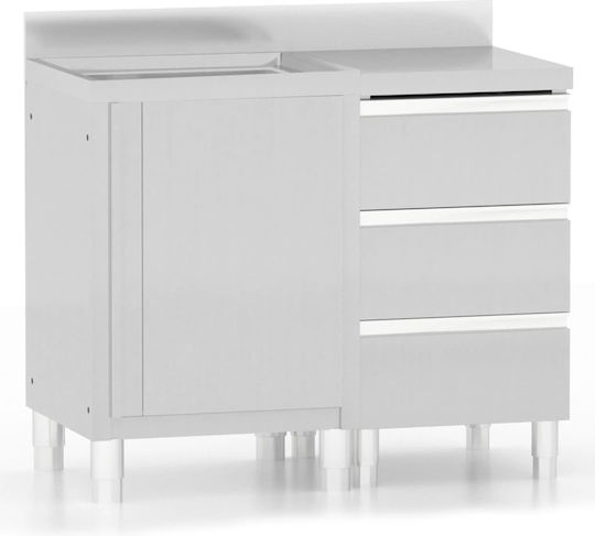 vidaXL Подготвителен шкаф с отварящи се врати и чекмеджета 50x60x95см