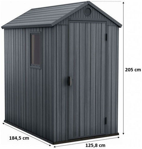 Kunststoff Gartenhäuser Darwin mit Lüftungsschlitzen M1.26xB1.85xH2.05m