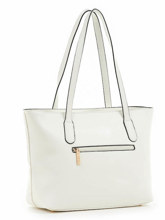 Verde Women's Bag Shopper Shoulder White