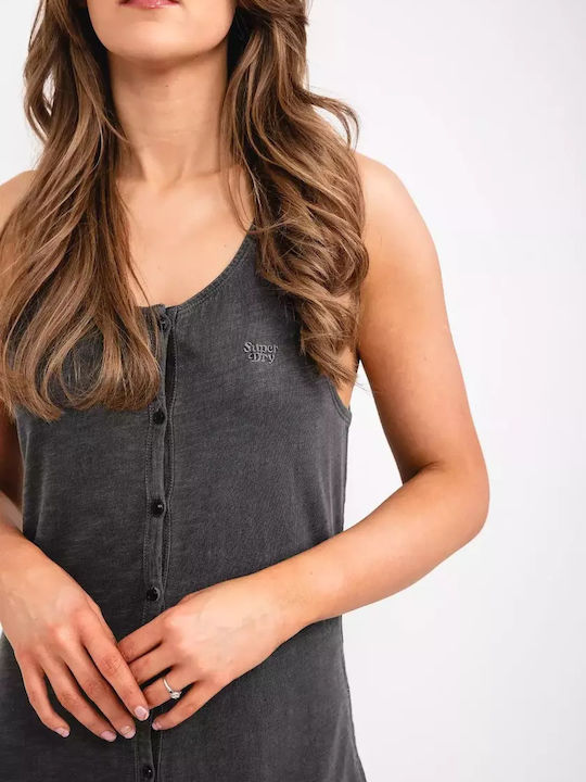 Καλοκαιρινό Midi Σεμιζιέ Φόρεμα Washed Black