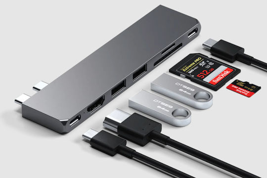 Satechi Docking Station with Dual USB-C HDMI 4K PD Gray (ST-HUCPHSM)