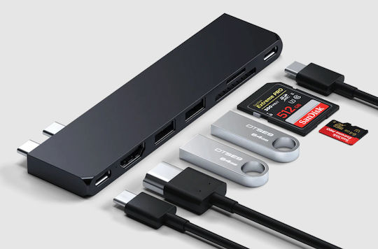 Satechi Docking Station με Διπλό USB-C HDMI 4K PD Μαύρο (ST-HUCPHSD)