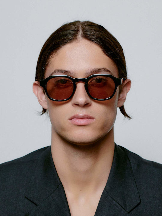 A.Kjaerbede Zan Sunglasses with Black Plastic Frame and Brown Lens KL2318-001