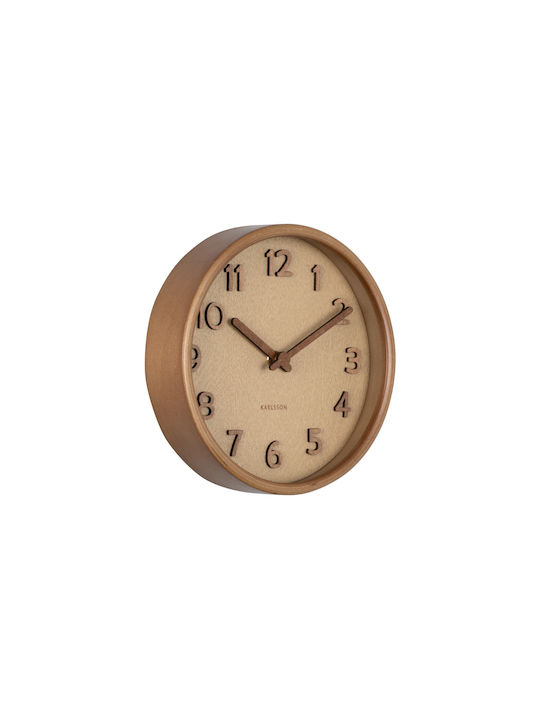 Karlsson Pure Wood Grain Αντικέ Ρολόι Τοίχου Ξύλινο Μπεζ Ø22cm