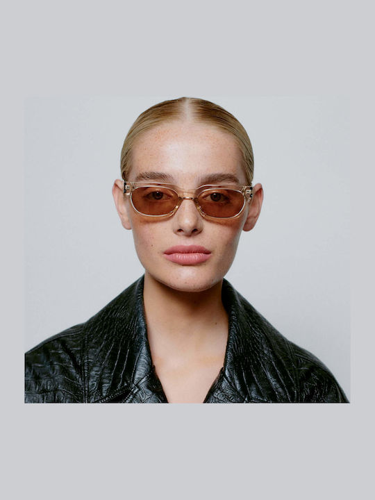 A.Kjaerbede Bror Unisex Sunglasses with Beige Plastic Frame and Brown Lens