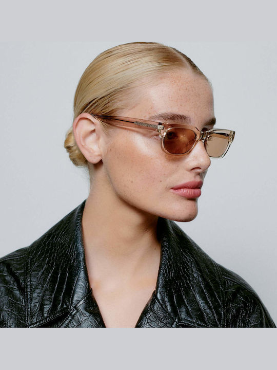 A.Kjaerbede Bror Unisex Sunglasses with Beige Plastic Frame and Brown Lens