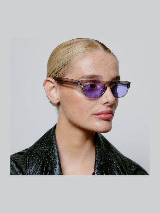 A.Kjaerbede Jake Unisex Sunglasses with Gray Plastic Frame and Purple Lens KL2308-006