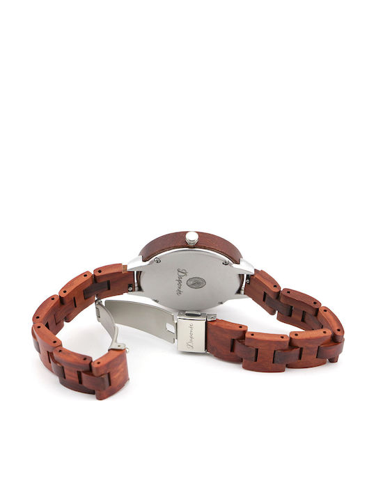 Daponte Women's Watch with Red Wooden Bracelet
