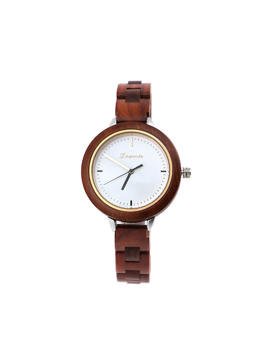 Daponte Watch with Red Wooden Bracelet