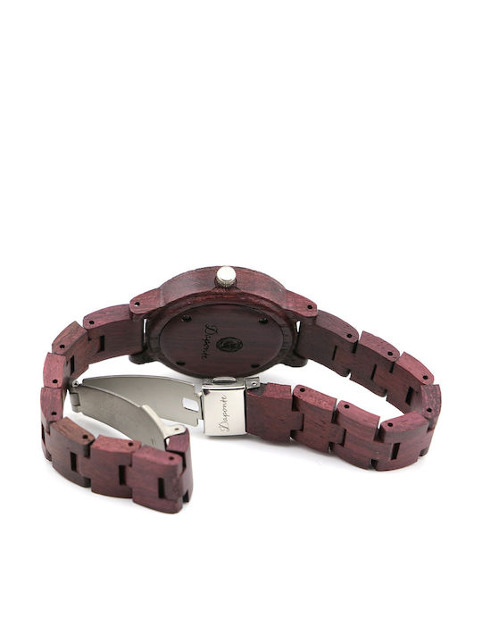 Daponte Damen Uhr mit Lila Holzarmband