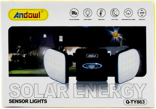 Andowl Wall Mounted Solar Light 1.5W 270lm Cold White 6000K with Motion Sensor IP65 26cmx10.5cmx14.5cmcm