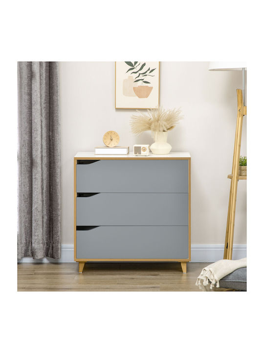 Ξύλινη Chest of Drawer with 3 Drawer Gray 75x42x75εκ.