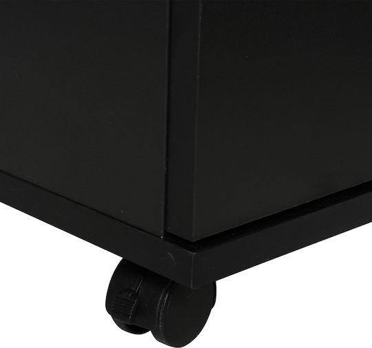 Office Storage Chipboard Cabinet With Wheels & Drawers Black L100xW40xH71cm