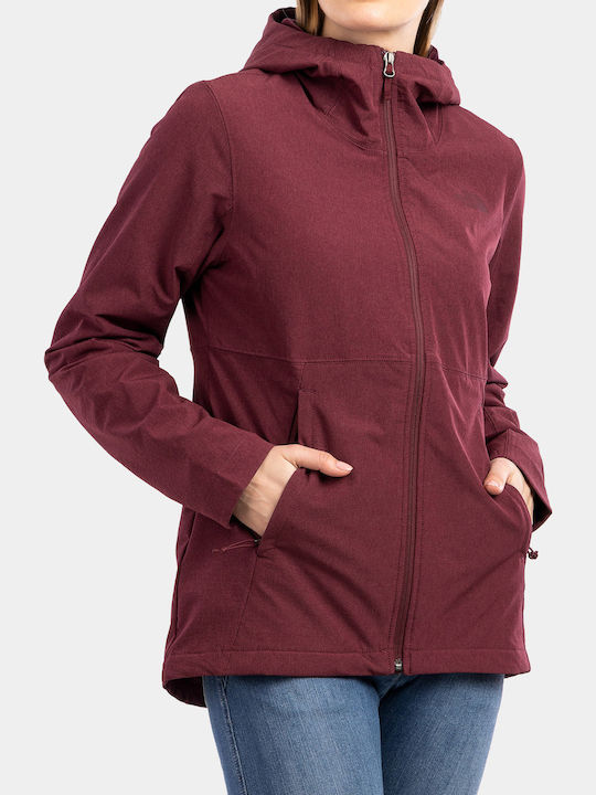 Shelbe Raschel Women's for Hiking Short Sports Softshell Jacket Waterproof and Windproof for Winter with Hood Burgundy