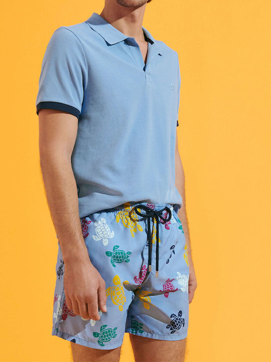 Men's Swimwear Shorts Light Blue with Patterns