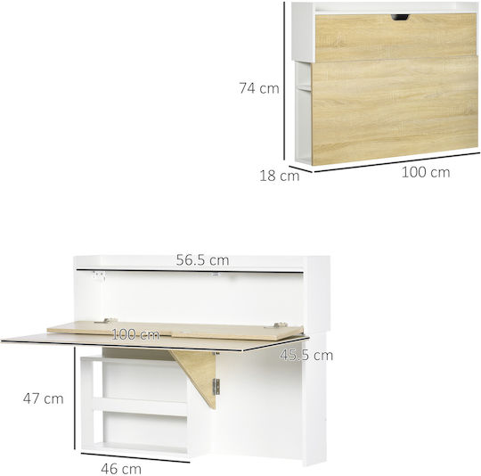Desk Wooden Beige 100x18x74cm
