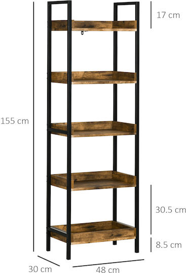 Bibliothek Industrial Style Braun 48x30x155cm