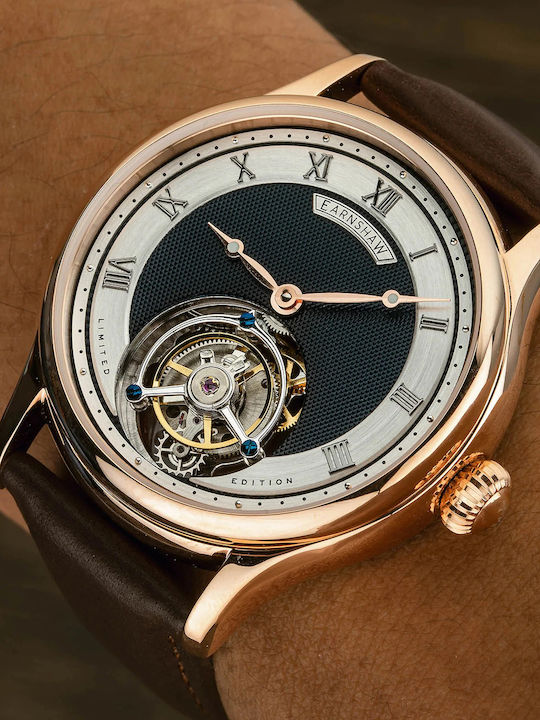 Thomas Earnshaw Мъжки Часовник 42mm На Батерия С Кафява Кожена Каишка