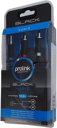 Prolink Кабел За Звук 3,5 мм Мъжки - 2x RCA Мъжки Черен 10м PB103A-1000