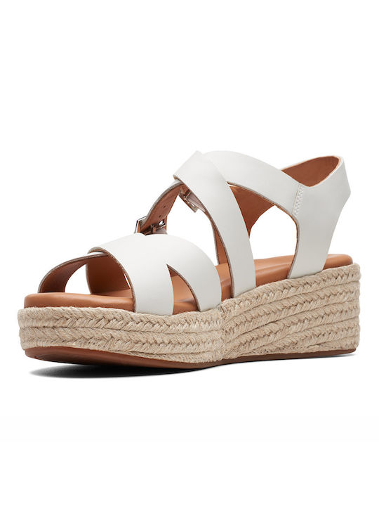 Clarks Kimmei Buckle Women's Leather Ankle Strap Platforms Off White