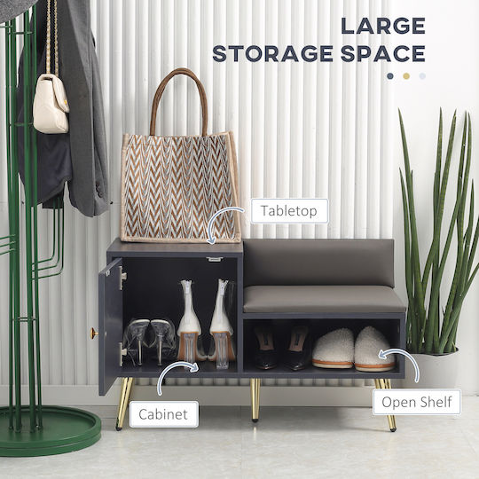Eingangsmöbel mit Schuhschrank & Bank Gray 80x33x49cm
