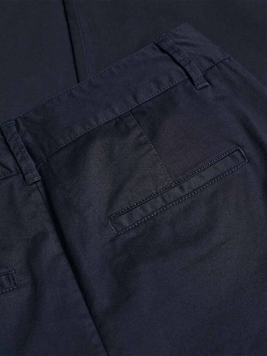 Women's High-waisted Chino Trousers Slim Fit Navy Blue
