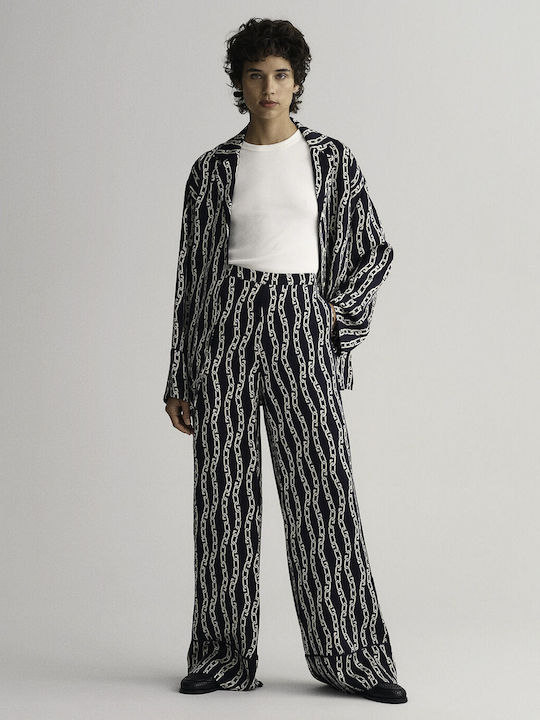 Women's Linen Trousers in Relaxed Fit Evening Blue