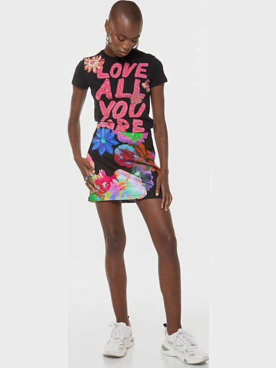 Tulip Women's Skirt-Shorts High-waisted Floral Black