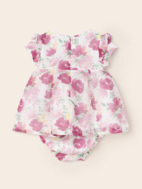 Rochie pentru Copii Mâneca scurta Floral Set cu Chiloțel Roz
