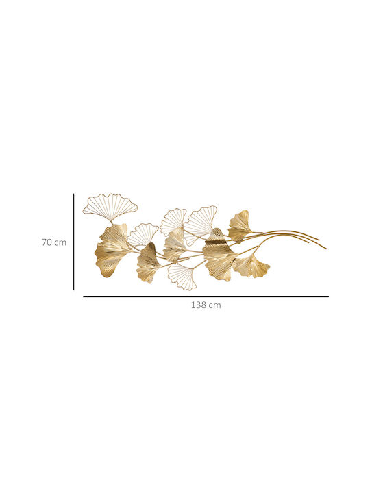 HomCom 3D Gold Metallic Wall Decor 138x70cm