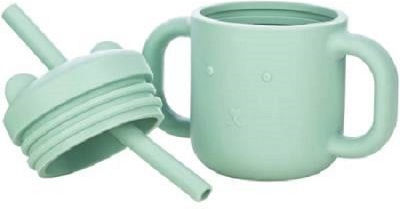 FreeOn Toddler Silicone Cup with Handles and Straw 175ml for 6m+ Green