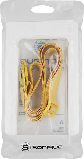 Sonique Strap Armor Umschlag Rückseite Silikon mit Band Transparent / Yellow (Galaxy A13 5G)